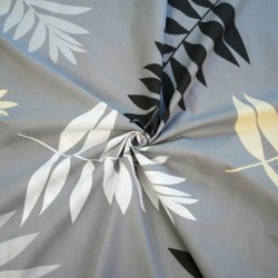 Cotton 100% large leaves on a gray background - 220 cm