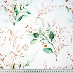 Cotton 100% eucalyptus leaves contours on white background