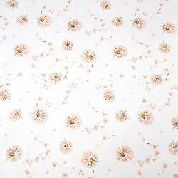 Cotton 100% beige dandelions on a white background