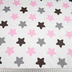 Cotton white & pink gingerbread stars on white background