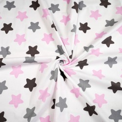 Cotton white & pink gingerbread stars on white background