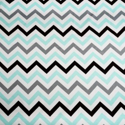 Cotton 100% turquoise gray black zigzag on a white background