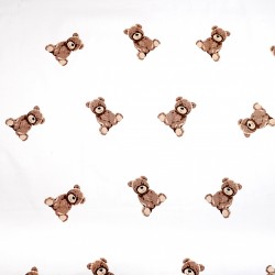 Cotton 100% brown teddy bears on a white background