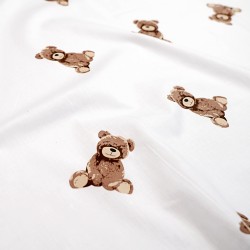 Cotton 100% brown teddy bears on a white background