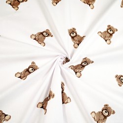 Cotton 100% brown teddy bears on a white background