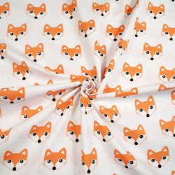 Cotton orange foxes on white background