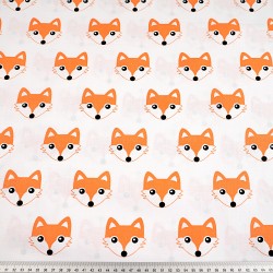 Cotton orange foxes on white background