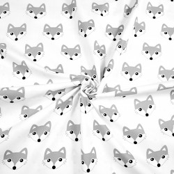 Cotton gray foxes on white background