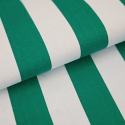 Sun lounger fabric with green stripes on an ecru background