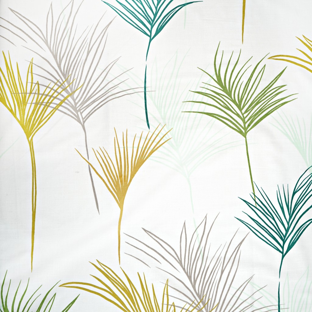 Cotton 100% olive green palm leaves