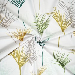 Cotton 100% olive green palm leaves