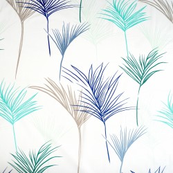 Cotton 100% green and navy blue palm leaves