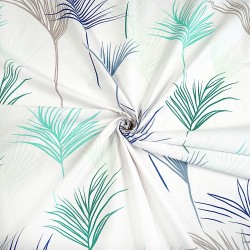 Cotton 100% green and navy blue palm leaves