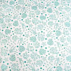 Cotton 100% turquoise seaweed on white background