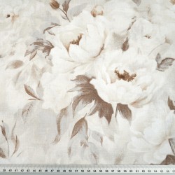 Cotton 100% beige peony flowers