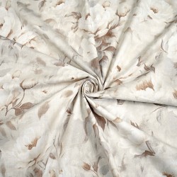 Cotton 100% beige peony flowers