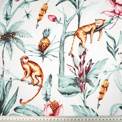 Cotton 100% jungle animals on a white background