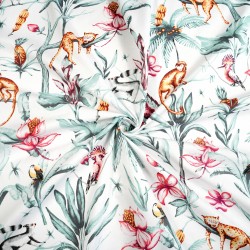 Cotton 100% jungle animals on a white background