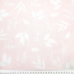 Cotton 100% white leaves on pink background