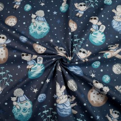 Cotton 100% little prince blue on navy blue background