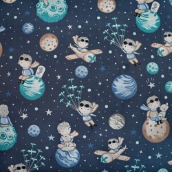 Cotton 100% little prince blue on navy blue background