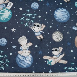 Cotton 100% little prince blue on navy blue background