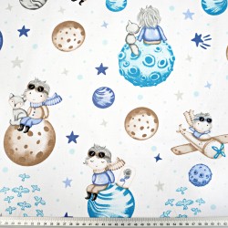 Cotton 100% little prince navy blue on white background