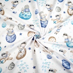 Cotton 100% little prince navy blue on white background