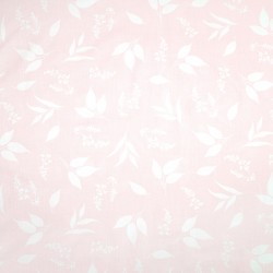 Cotton 100% white leaves on pink background