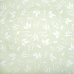 Cotton 100% white leaves on pistachio background