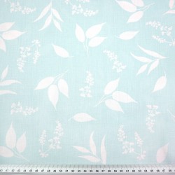 Cotton 100% white leaves on blue background