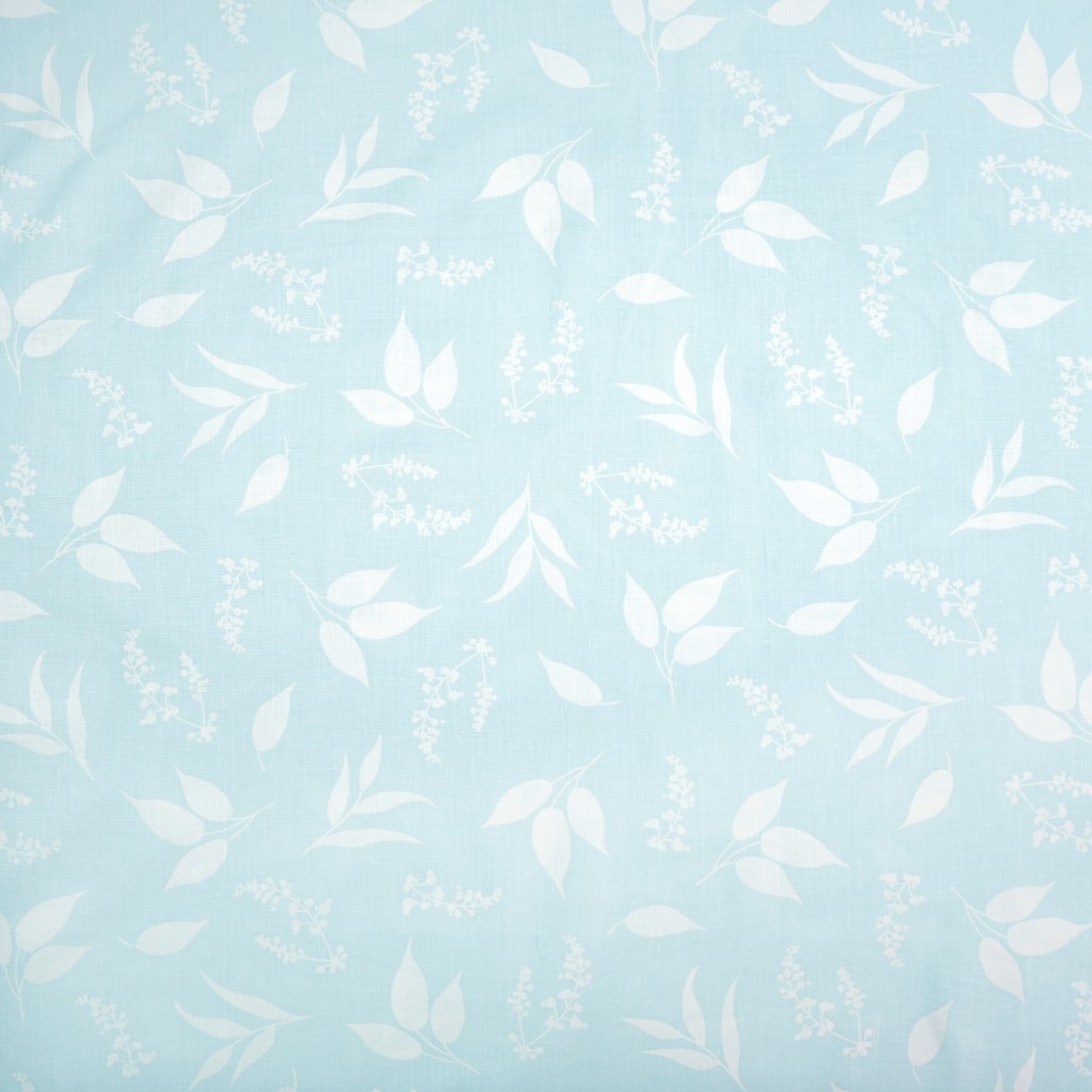 Cotton 100% white leaves on blue background