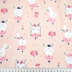 Cotton rabbits on apricot background