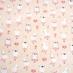 Cotton rabbits on apricot background