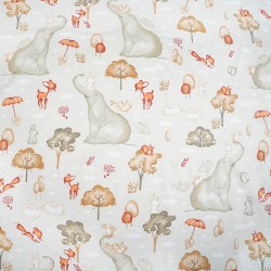 Cotton 100% large elephants on a beige and gray background