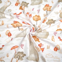 Cotton 100% large elephants on white background