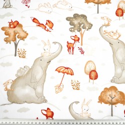 Cotton 100% large elephants on white background