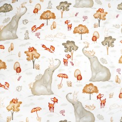 Cotton 100% large elephants on white background