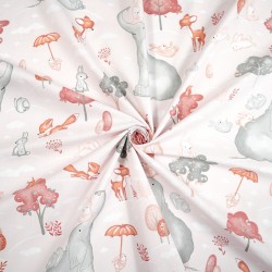 Cotton 100% large elephants on pink background