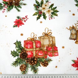 Cotton 100% Christmas gifts and bells on a white background