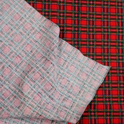 Cotton Jersey - red green check pattern