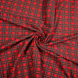 Cotton Jersey - red green check pattern