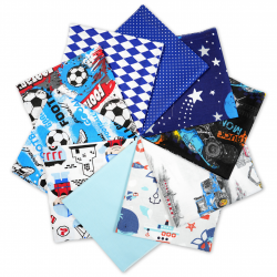 Cotton fabric Patchwork set 20 pcs. 40 x 40 cm - Blue/Boy