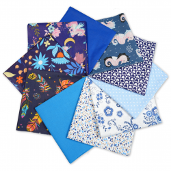 Cotton fabric Patchwork set 20 pcs. 40 x 40 cm - Blue/Girl