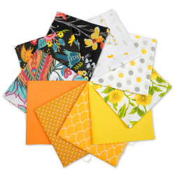 Cotton fabric Patchwork set 20 pcs. 40 x 40 cm - Yellow/Orange/Adult