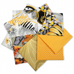 Cotton fabric Patchwork set 20 pcs. 40 x 40 cm - Yellow/Orange/Adult