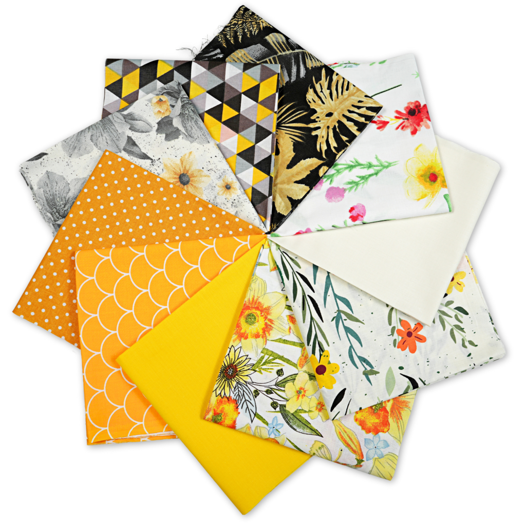 Cotton fabric Patchwork set 20 pcs. 40 x 40 cm - Yellow/Orange/Adult