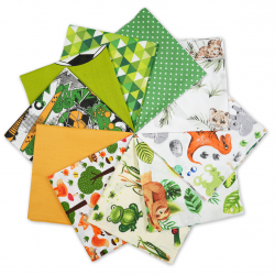 Cotton fabric Patchwork set 20 pcs. 40 x 40 cm - Green/Boy