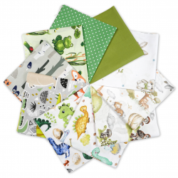 Cotton fabric Patchwork set 20 pcs. 40 x 40 cm - Green/Boy