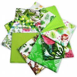 Cotton fabric Patchwork set 20 pcs. 40 x 40 cm - Green/Girl